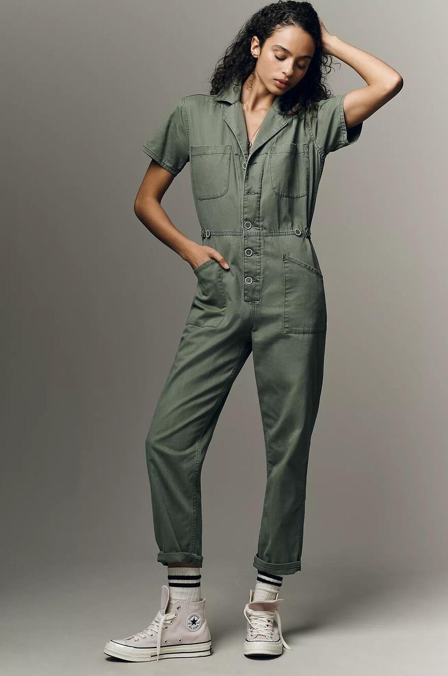PISTOLA Grover Short Sleeve Field Jumpsuit Sagebrush NWOT Size S - Picture 2 of 15